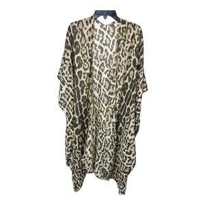 LEOPARD Print Kimono Womens ONE SIZE Open Front Casual Chiffon Animal Print